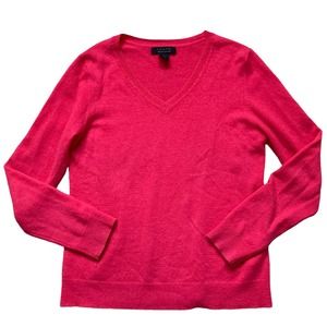 Tahari V-Neck 2-Ply Cashmere Sweater Size Large Pink